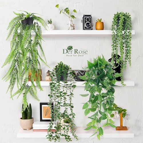 51XxfEjq3ZL._SL500_.jpg Der Rose 4Pcs Faux Hanging Plants: Ivy Vine, Eucalyptus, Boston Fern & String of Pearls for Boho Indoor/Outdoor Decor. - Image 6