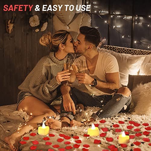 51awVcYao0L._SL500_.jpg Cridoz 2000 Artificial Rose Petals & 24 LED Tea Light Candles for Romantic Décor—Perfect for Valentine's Day, Weddings, or Special Nights. - Image 7