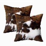 TOMWISH Pack of 2 Throw Pillow Covers Christmas Cowhide Printing Western 18x18 Pillow Cover,Decorative Throw Pillows Cushion Covers for Home Living Room Sofa Bedroom