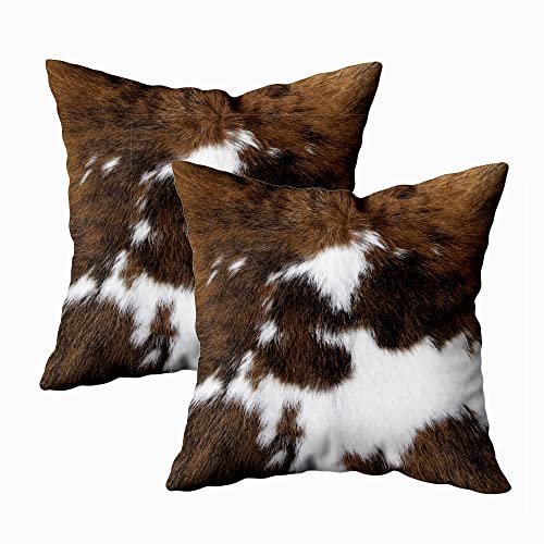 TOMWISH Set of 2 18x18 Christmas Cowhide Throw Pillow Covers TOMWISH Pack of 2 Throw Pillow Covers Christmas Cowhide Printing Western 18x18 Pillow Cover,Decorative Throw Pillows Cushion Covers for Home Living Room Sofa Bedroom