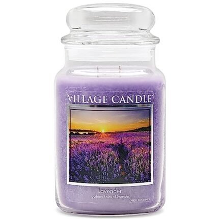Village Candle Lavender, Large Glass Apothecary Jar, Scented Candle, 21.25 oz, Purple