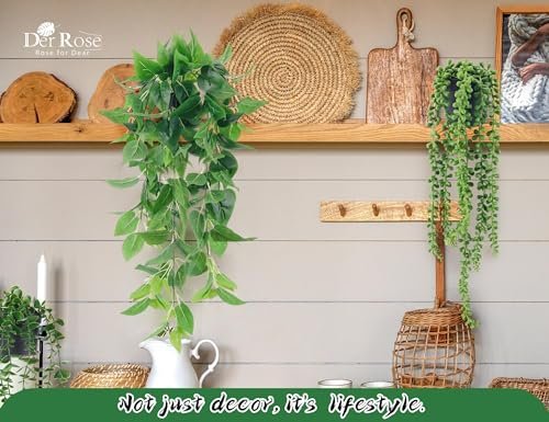 51bjjYUgMoL._SL500_.jpg Der Rose 4Pcs Faux Hanging Plants: Ivy Vine, Eucalyptus, Boston Fern & String of Pearls for Boho Indoor/Outdoor Decor. - Image 5