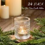 24-Pack Clear Glass Votive Candle Holders for Bridal Showers, Weddings, and Table Centerpieces. - Image 2