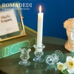 Romadedi Clear Glass Taper Candle Holders - 2-Piece Set, Thick Candlestick Holders for Wedding, Christmas & Dining Table Centerpiece Decor. - Image 2