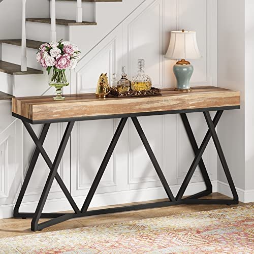 51cKetT0ahL._SL500_.jpg Tribesigns 55" Console Table: Farmhouse Sofa Table with Unique Metal Base for Living Room & Entryway. - Image 10