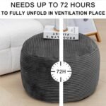 Poofieotto Round Velvet Pouf Ottoman – Modern 20x12 Foam Foot Stool for Living Room Storage, Gray - Image 9