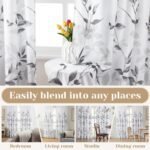 HOMEIDEAS Light Grey & White Semi-Sheer Curtains, 52x63" – 2 Panels, Floral Print for Privacy & Light Filtering in Bedroom or Living Room. - Image 5