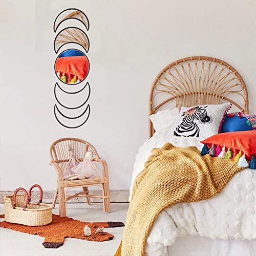 51eW6jywFWL._SL500_.jpg Scandinavian Natural Decor: Acrylic Moon Phase Wall Mirror for Bohemian Living Room & Bedroom Décor (Beige) - Image 7