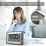 WallarGe Atomic Clock: 12.5" Self-Setting Digital Clock with Indoor/Outdoor Temp. Battery-Powered for Home or Office. - Image 5