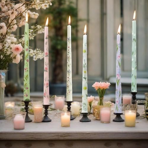 51fYGVKd3CL._SL500_.jpg Dripless Floral Taper Candles - 10" Handmade Candle Sticks, 6 Pack for Home, Weddings, and Events - Image 6