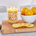 Village Candle Fresh Lemon Large Apothecary Jar: 21.25 oz Scented Candle in Yellow. - Image 2