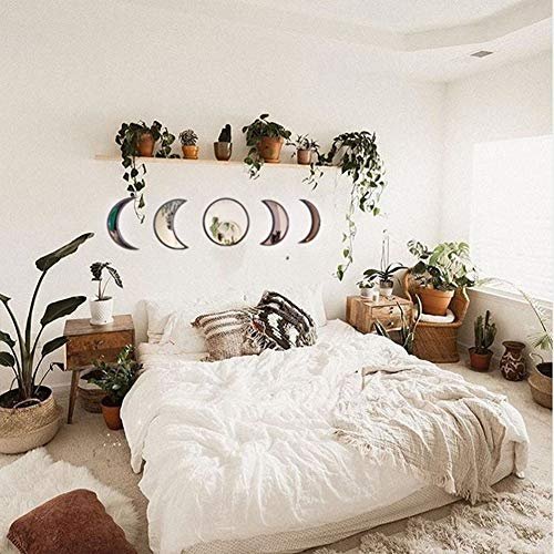 51hfr2GNqL._SL500_.jpg Scandinavian Natural Decor: Acrylic Moon Phase Wall Mirror for Bohemian Living Room & Bedroom Décor (Beige) - Image 3