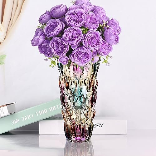 51j6nECkbpL._SL500_.jpg CEMABT Thick 3.4 lb Modern Glass Vases for Flower Centerpieces, Colorful & Clear Home Decor Gifts. - Image 5