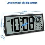 WallarGe 14.5'' Large Digital Wall Clock - Battery Operated with Jumbo Numbers, Date & Temp Display, Easy to Read and Set, Auto DST Feature. - Image 6