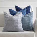 MIULEE Blue Decorative Pillow Covers 18x18 Inch Set of 4 Boho Western Farmhouse Home Decor Couch Throw Pillows Summer Coastal Corduroy Pillowcases Industrial for Sofa Living Room Bed