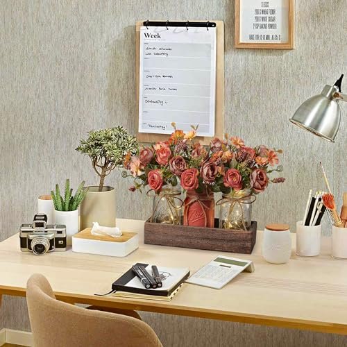 51lu-FDLMHL._SL500_.jpg DUOER 3-Piece Mason Jar Centerpiece for Farmhouse Dining Table Decor with Wood Tray & LED Lights. Ideal for Kitchen, Living Room & Bathroom. - Image 3