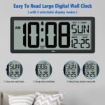 WallarGe 14.5'' Large Digital Wall Clock - Battery Operated with Jumbo Numbers, Date & Temp Display, Easy to Read and Set, Auto DST Feature. - Image 3