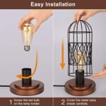 Touch Control Industrial Table Lamp: 3-Way Dimmable Vintage Cage Lamp for Bedroom & Kitchen - Image 4