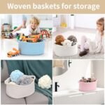 Happyiren Cute Woven Storage Basket with Handle - Perfect for Gifts, Baby Showers & Organizing Toys (13"D x 8"W x 6"H) - Image 6