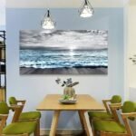 Wapluam Large Canvas Wall Art: Black & White Blue Sea Wave Decor for Living Room, Bedroom, Office. - Image 6