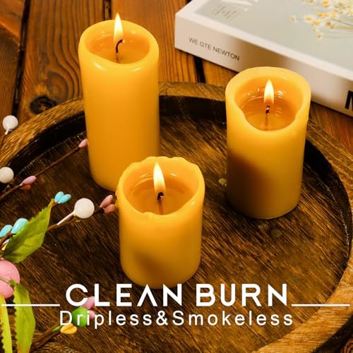 51nz8MNX97L._SL500_.jpg 4PCS 2x4" Pure Beeswax Pillar Candles - 140 Hours Burn Time, Smokeless & Dripless for Home Decor & Spa. - Image 4