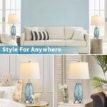 Lovlast Coastal Modern Glass Table Lamp with 3-Way Lighting & USB for Bedroom & Living Room (23.5" H) - Image 7