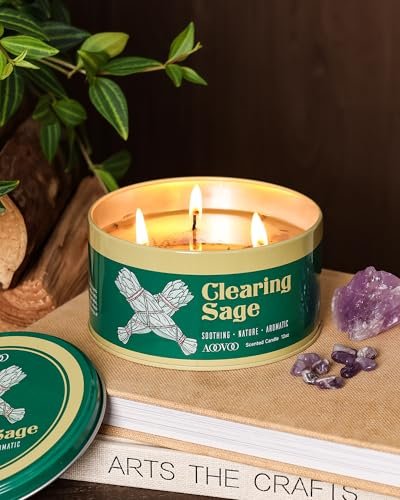 51o9wtfEdBL._SL500_.jpg AOOVOO Sage Candle for Cleansing – 12oz Large 3-Wick Scented Candle with Crystals & Sage, Non-Toxic Aromatherapy Gift for Meditation. - Image 5