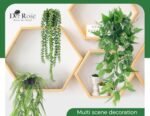 Der Rose 4Pcs Faux Hanging Plants: Ivy Vine, Eucalyptus, Boston Fern & String of Pearls for Boho Indoor/Outdoor Decor. - Image 4