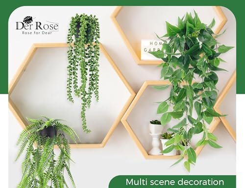 51oCBHc1XxL._SL500_.jpg Der Rose 4Pcs Faux Hanging Plants: Ivy Vine, Eucalyptus, Boston Fern & String of Pearls for Boho Indoor/Outdoor Decor. - Image 4