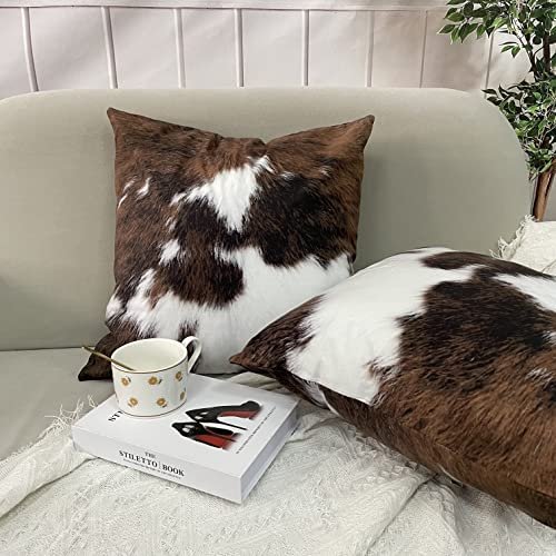 51oaELZO4xL._SL500_.jpg TOMWISH Set of 2 18x18 Christmas Cowhide Throw Pillow Covers for Western Decor—Ideal for Living Room & Bedroom. - Image 2