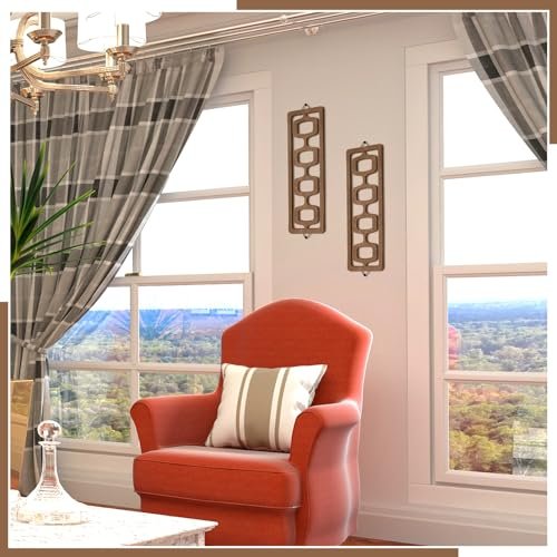 51pAKK1wrWL._SL500_.jpg CroBlissful 2-Pc Mid Century Modern Wall Art: Elegant Brown Geometric Abstract Panels for Living Room Decor. - Image 5
