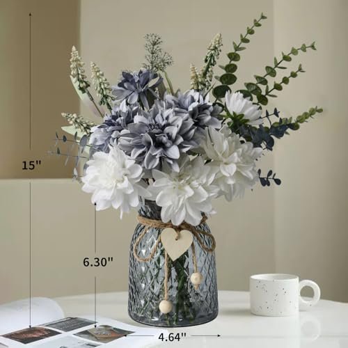 51q36KCYxUL._SL500_.jpg Faux Flowers in Vase: Artificial Floral Centerpieces for Dining Room & Coffee Table Decor - Image 2