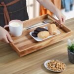 17-Inch Acacia Wood Serving Tray with Handles - Versatile Large Wooden Tray for Ottoman, Breakfast, and More - Image 5