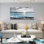 Wapluam Large Canvas Wall Art: Black & White Blue Sea Wave Decor for Living Room, Bedroom, Office. - Image 5