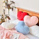 XVTRU Dusty Blue Heart Pillows - Cute Decorative Throw Pillows for Bed & Sofa, Faux Fur Cushion (15.7"x11.8") - Image 5