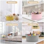 Happyiren Cute Woven Storage Basket with Handle - Perfect for Gifts, Baby Showers & Organizing Toys (13"D x 8"W x 6"H) - Image 5