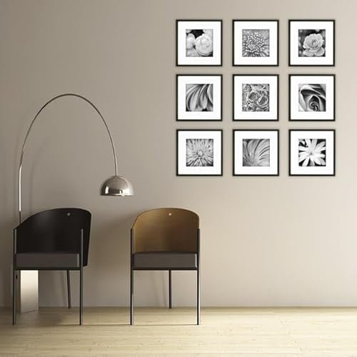 51t5qJa43eL._SL500_.jpg Gallery Perfect 9-Piece Square Photo Frame Set - Easy Wall Gallery Display with Template - Black - Image 2