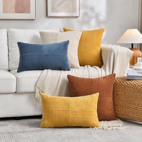 51t8F3REpQL._SL500_.jpg Fancy Homi 2-Pack Rustic Boho Decorative Throw Pillow Covers, 18x18 Inch, for Sofa and Home Decor - Image 6