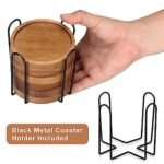 6-Piece Acacia Wood Coaster Set with Holder – Modern Rustic Coasters for Home, Dining, and Beer Bars - Image 3