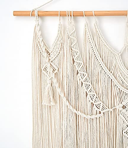 51vflBamuL._SL500_.jpg Mkono Macrame Wall Hanging – Chic Boho Home Decor for Bedroom, Living Room, or Dorm, 36"x35" - Image 8