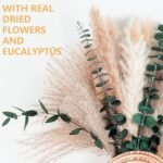 Set of 2 Wooden Vases with Pampas Grass & Eucalyptus – Boho Home Decor for Living Room & Entryway - Image 4
