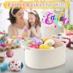 Happyiren Cute Woven Storage Basket with Handle - Perfect for Gifts, Baby Showers & Organizing Toys (13"D x 8"W x 6"H) - Image 3