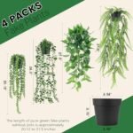 Der Rose 4Pcs Faux Hanging Plants: Ivy Vine, Eucalyptus, Boston Fern & String of Pearls for Boho Indoor/Outdoor Decor. - Image 2
