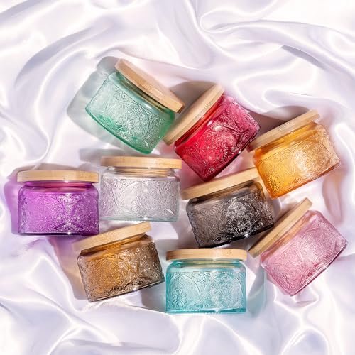 51yyob8QURL._SL500_.jpg 18-Pack 4oz Amber Glass Candle Jars with Bamboo Lids and Labels for DIY Candle Making, Mandala Design - Image 8