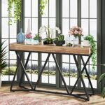 Tribesigns 55" Console Table: Farmhouse Sofa Table with Unique Metal Base for Living Room & Entryway. - Image 7