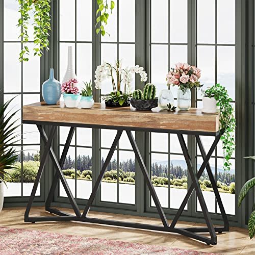 61rBVE9peIL._SL500_.jpg Tribesigns 55" Console Table: Farmhouse Sofa Table with Unique Metal Base for Living Room & Entryway. - Image 7