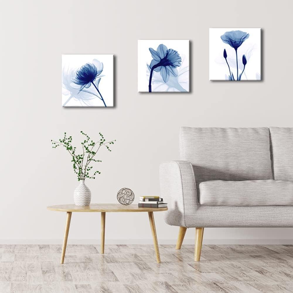 Elevating Our Spaces: Wieco Art's Blue Floral Canvas Trio
