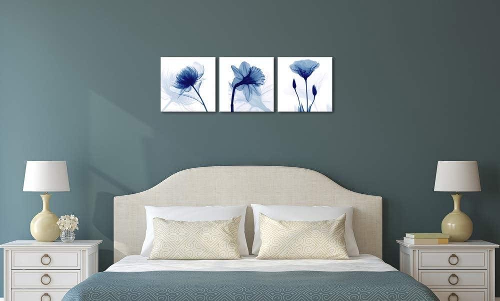 Elevating Our Spaces: Wieco Art's Blue Floral Canvas Trio