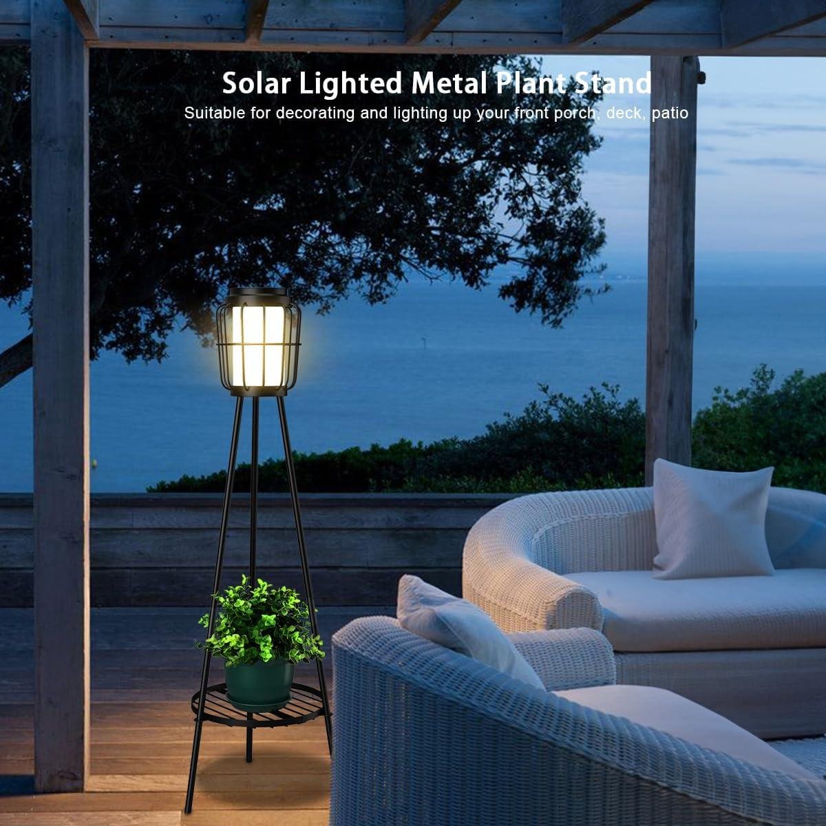 Our Review: 2 Pack Solar Floor Lamps with Plant Stand for Outdoor Decor