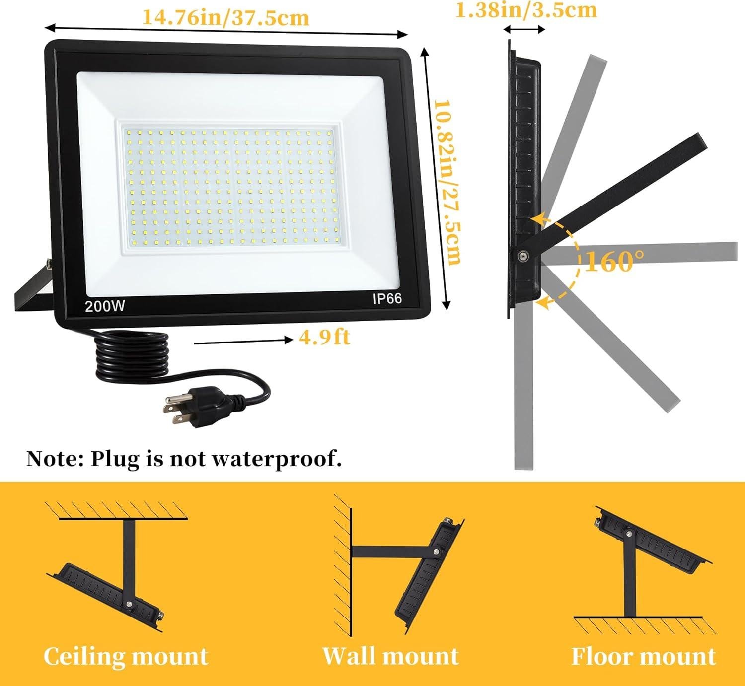 Our Review of ADYENA 200W LED Flood Lights: Bright, Durable & Easy
